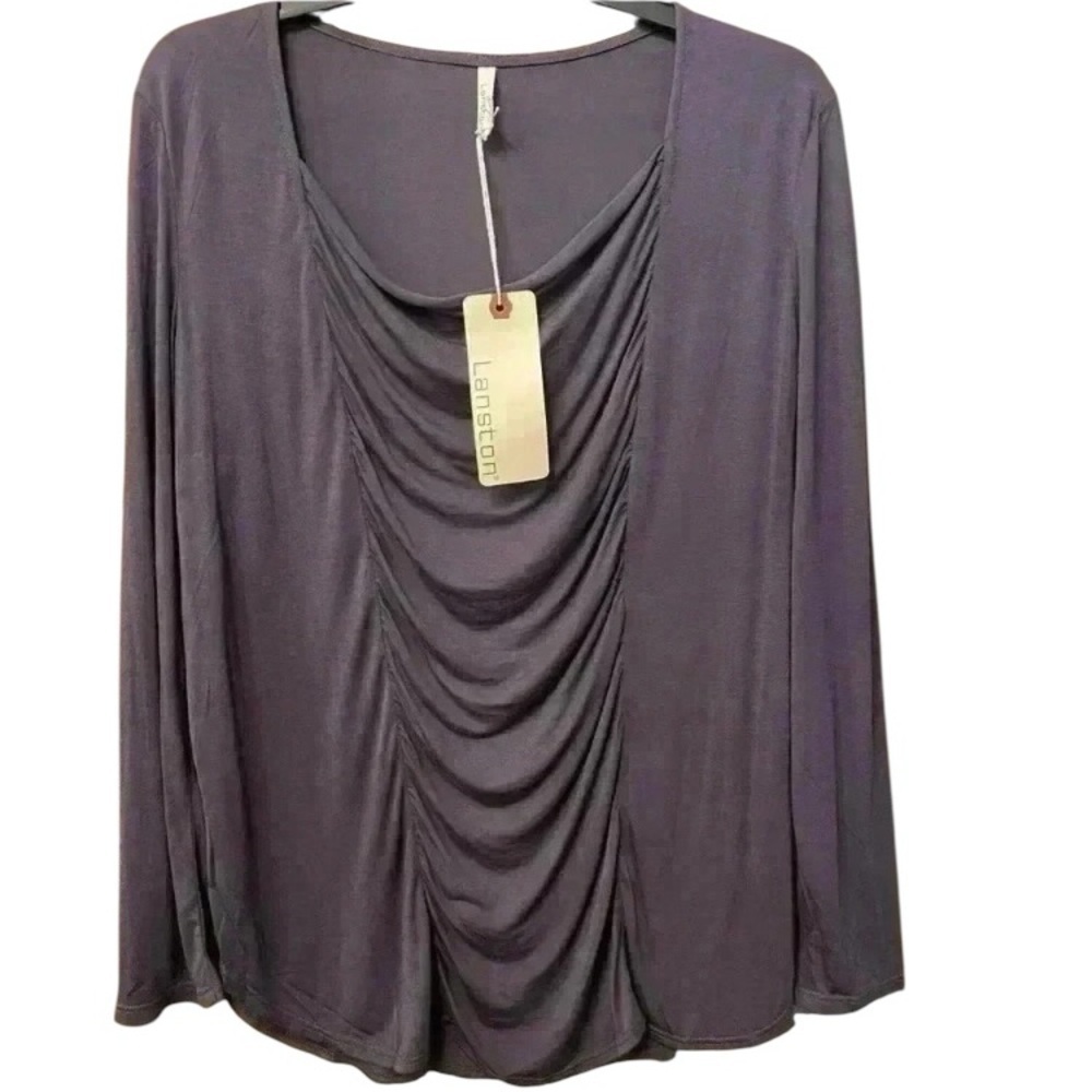 Lanston Womens Gray Long Sleeve Soft Dressy large NEW